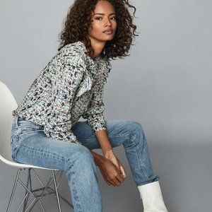 NWT Reiss Olivia Ditsy Ruffle Blouse Top